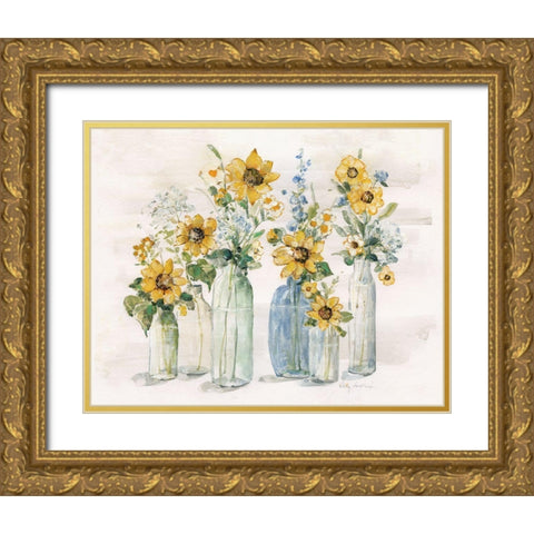 Sunflower Gold Ornate Wood Framed Art Print with Double Matting by Swatland, Sally