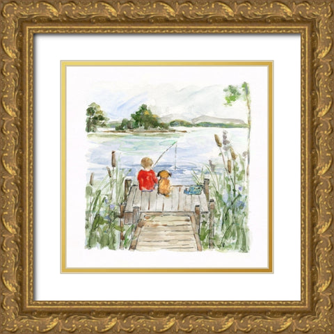 Lake Friends Gold Ornate Wood Framed Art Print with Double Matting by Swatland, Sally