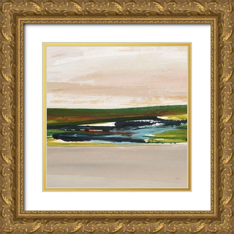 Green Is My Valley I Gold Ornate Wood Framed Art Print with Double Matting by Jill, Susan