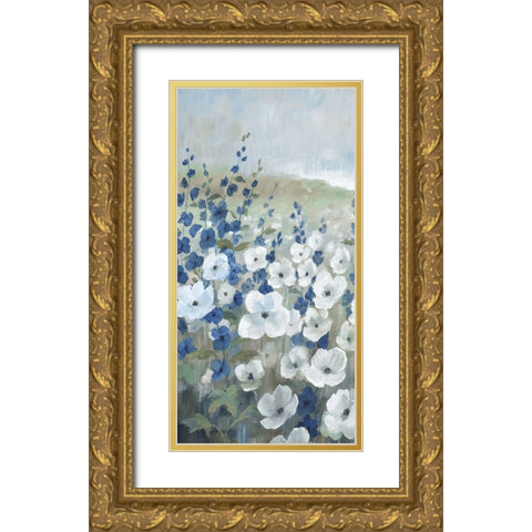 New Meadows Flowers I Gold Ornate Wood Framed Art Print with Double Matting by Nan
