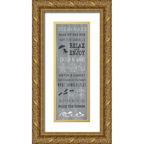 Ocean Rules Gold Ornate Wood Framed Art Print with Double Matting by CAD Designs