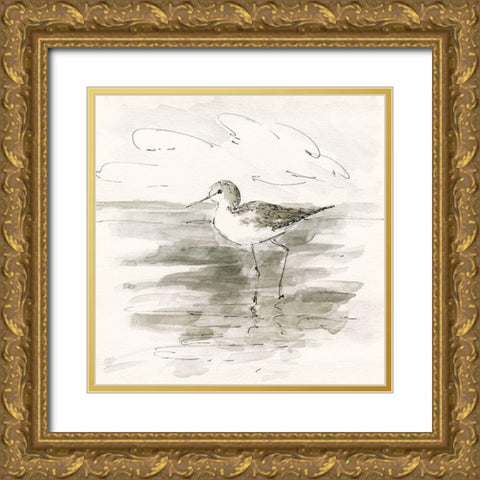 Sand Piper II Gold Ornate Wood Framed Art Print with Double Matting by Swatland, Sally