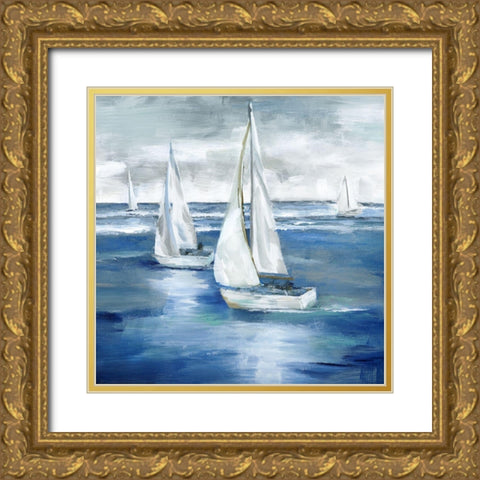 Sailing Together Gold Ornate Wood Framed Art Print with Double Matting by Nan