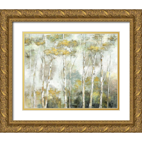 Twinkling Trees Gold Ornate Wood Framed Art Print with Double Matting by Nan