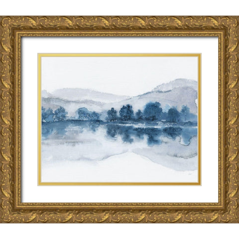 Lake in the Valley Gold Ornate Wood Framed Art Print with Double Matting by Nan