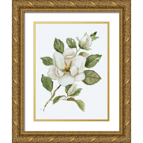 Magnolia Morning I Gold Ornate Wood Framed Art Print with Double Matting by Nan