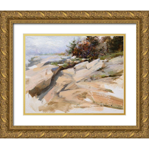 Ocean Point Gold Ornate Wood Framed Art Print with Double Matting by Swatland, Katie