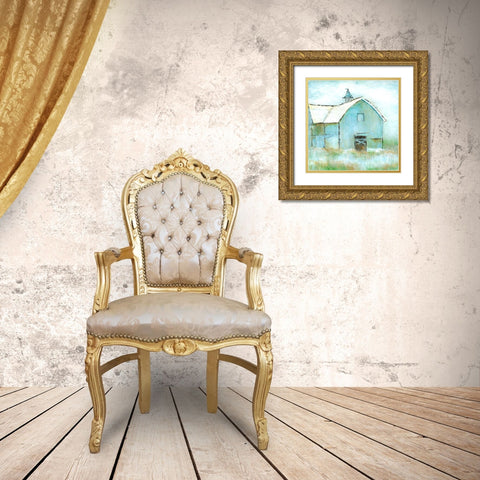Quiet Field Gold Ornate Wood Framed Art Print with Double Matting by Tava Studios