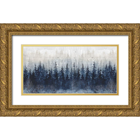 Misty Indigo Gold Ornate Wood Framed Art Print with Double Matting by Robinson, Carol