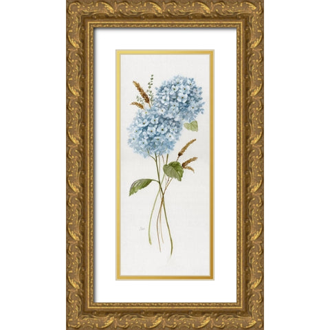Petite Blue Hydrangea I Gold Ornate Wood Framed Art Print with Double Matting by Nan