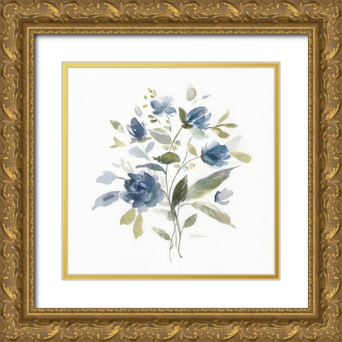 Wild Blue Blooms I Gold Ornate Wood Framed Art Print with Double Matting by Robinson, Carol