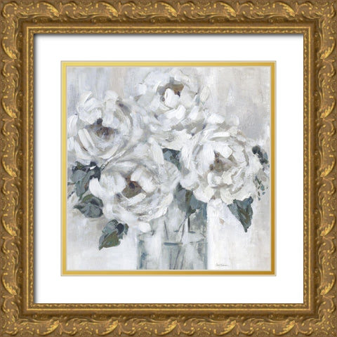 Shaded Peonies Gold Ornate Wood Framed Art Print with Double Matting by Robinson, Carol