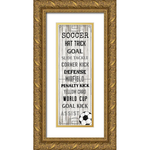 Soccer Gold Ornate Wood Framed Art Print with Double Matting by Carpentieri, Natalie