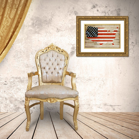 American Flag Gold Ornate Wood Framed Art Print with Double Matting by Santiago, Daniela