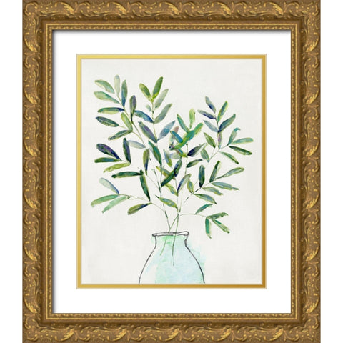 Spring Greenery Arrangement II Gold Ornate Wood Framed Art Print with Double Matting by Swatland, Sally