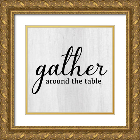 Gather Around Gold Ornate Wood Framed Art Print with Double Matting by CAD Designs
