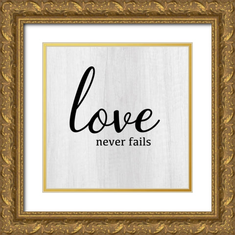 Love Never Fails Gold Ornate Wood Framed Art Print with Double Matting by CAD Designs