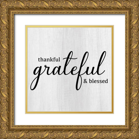 Thankful Gold Ornate Wood Framed Art Print with Double Matting by CAD Designs