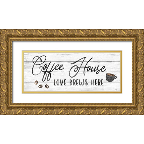 Love Brews Gold Ornate Wood Framed Art Print with Double Matting by Carpentieri, Natalie
