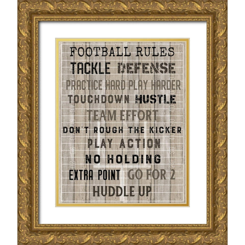 Football Rules Gold Ornate Wood Framed Art Print with Double Matting by Carpentieri, Natalie