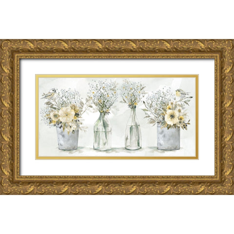 Farmhouse Bouquet Gold Ornate Wood Framed Art Print with Double Matting by Robinson, Carol