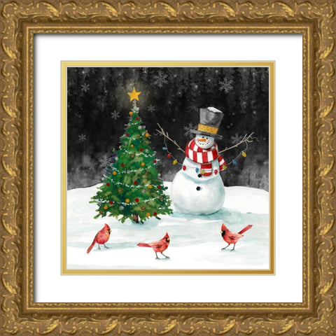 Tree Trimming Party Gold Ornate Wood Framed Art Print with Double Matting by Robinson, Carol