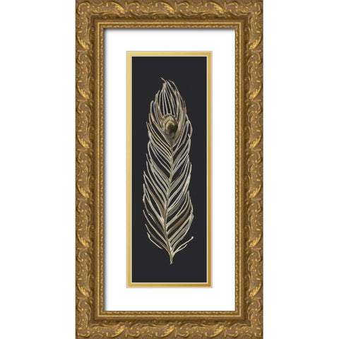 Soft Feather on Black I Gold Ornate Wood Framed Art Print with Double Matting by Swatland, Sally