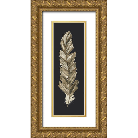 Soft Feather on Black II Gold Ornate Wood Framed Art Print with Double Matting by Swatland, Sally