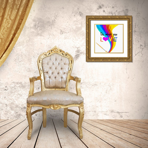 Do What You Love Gold Ornate Wood Framed Art Print with Double Matting by Santiago, Daniela