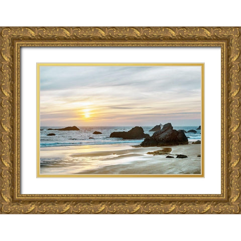 Twilight Bay Gold Ornate Wood Framed Art Print with Double Matting by Delimont, Danita