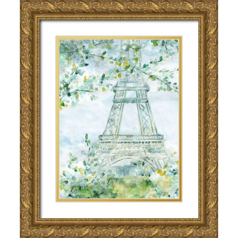 Paris Blooming Gold Ornate Wood Framed Art Print with Double Matting by Robinson, Carol