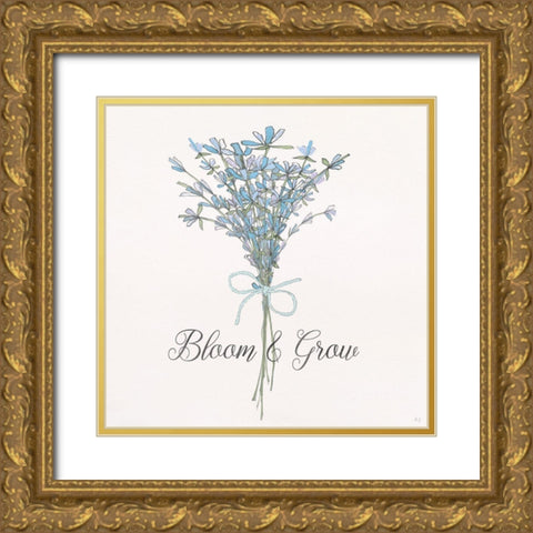 Bloom and Grow Gold Ornate Wood Framed Art Print with Double Matting by Jill, Susan