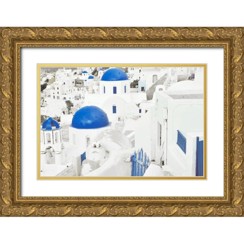 Santorini Revisit Gold Ornate Wood Framed Art Print with Double Matting by Delimont, Danita