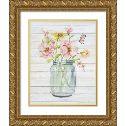 Soft Bouquet I Gold Ornate Wood Framed Art Print with Double Matting by Nan