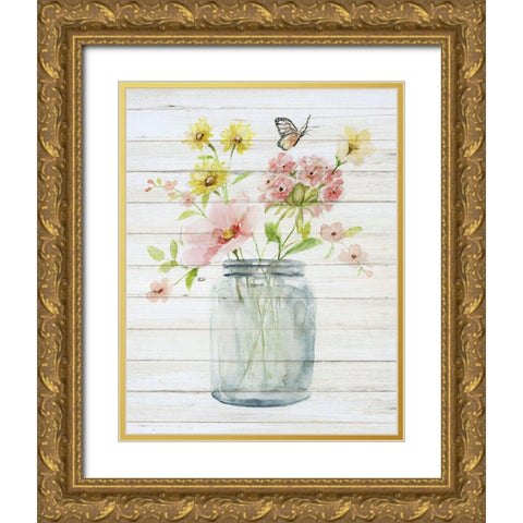 Soft Bouquet II Gold Ornate Wood Framed Art Print with Double Matting by Nan
