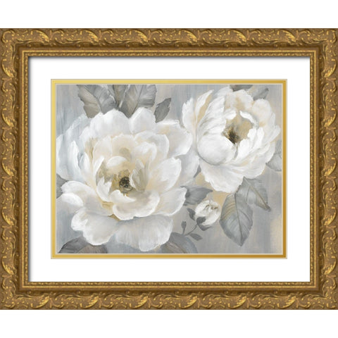 Perfect Peonies Gold Ornate Wood Framed Art Print with Double Matting by Nan