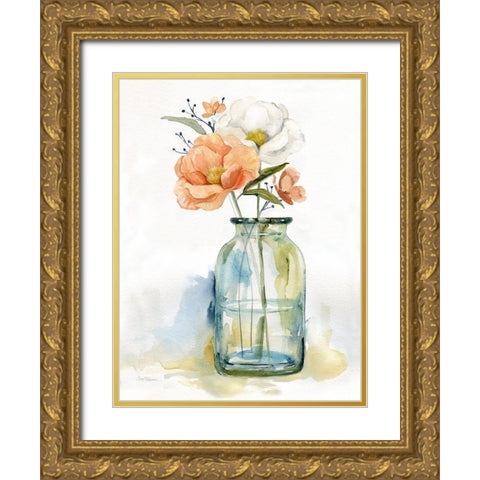Simple Blossoms II Gold Ornate Wood Framed Art Print with Double Matting by Robinson, Carol