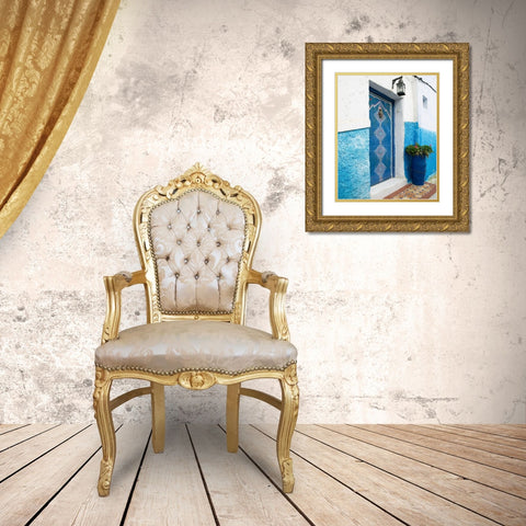 Morocco Door Gold Ornate Wood Framed Art Print with Double Matting by Delimont, Danita