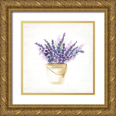 Bucket of Lavender I Gold Ornate Wood Framed Art Print with Double Matting by Nan