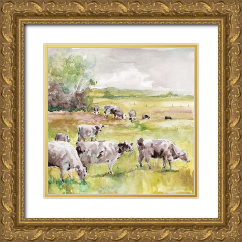 Spring Herd Gold Ornate Wood Framed Art Print with Double Matting by Robinson, Carol