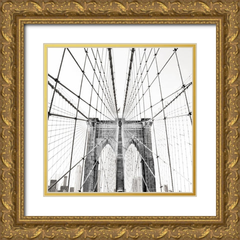 Brooklyn Bridge Gold Ornate Wood Framed Art Print with Double Matting by Carpentieri, Natalie