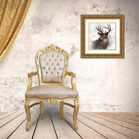 Forest Deer Gold Ornate Wood Framed Art Print with Double Matting by Robinson, Carol