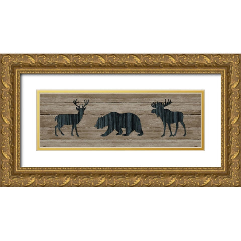 Woodland Trio Gold Ornate Wood Framed Art Print with Double Matting by Robinson, Carol