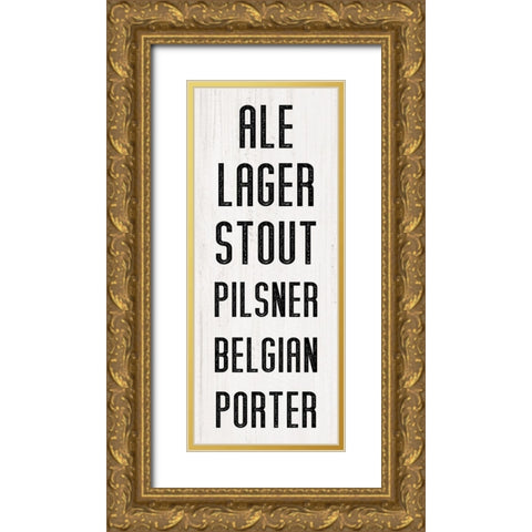 Beer List Gold Ornate Wood Framed Art Print with Double Matting by CAD Designs