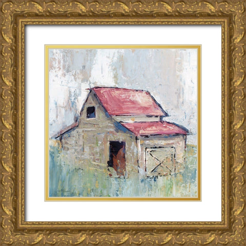 Pastel Barn I Gold Ornate Wood Framed Art Print with Double Matting by Robinson, Carol