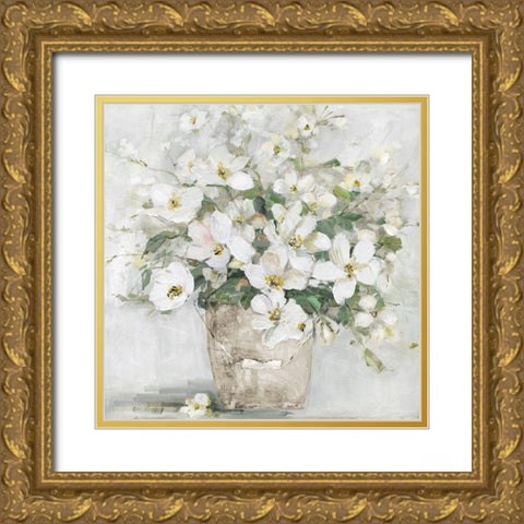 Spring Cottage Blooms II Gold Ornate Wood Framed Art Print with Double Matting by Swatland, Sally