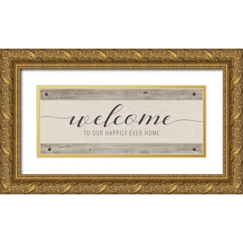 Happily Home Gold Ornate Wood Framed Art Print with Double Matting by Murray, Amanda