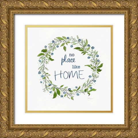 No Place Like Home Gold Ornate Wood Framed Art Print with Double Matting by Tava Studios
