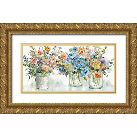 Flower Market Display Gold Ornate Wood Framed Art Print with Double Matting by Robinson, Carol