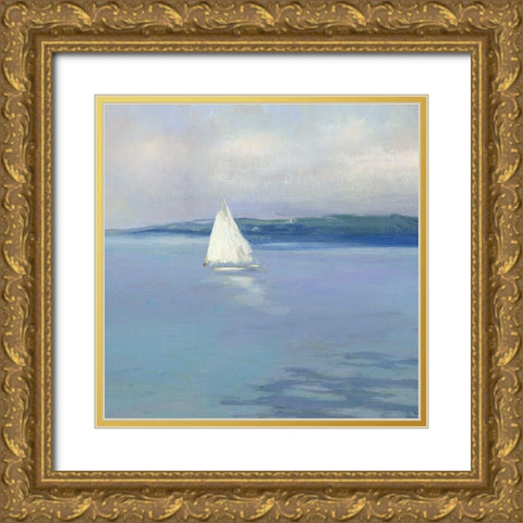 Distant Sail II Gold Ornate Wood Framed Art Print with Double Matting by Swatland, Sally